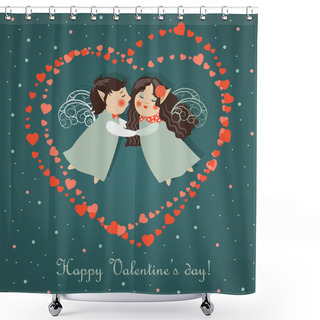 Personality  Cute Angels Embrace Shower Curtains