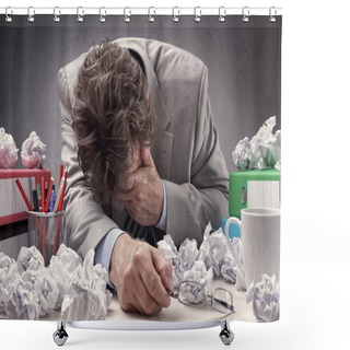 Personality  Overworked, Depressed And Exhausted Businessman Shower Curtains
