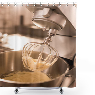 Personality  Close Up View Of Food Processor With Cream On Whisk Shower Curtains