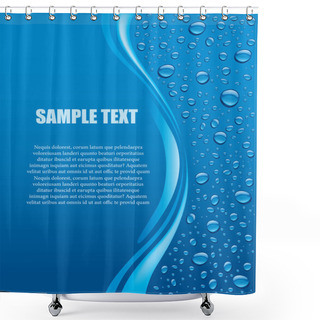 Personality  Blue Background With Many Water Drops Shower Curtains