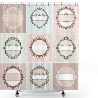 Personality  Set Of Vintage Floral Frame Shower Curtains