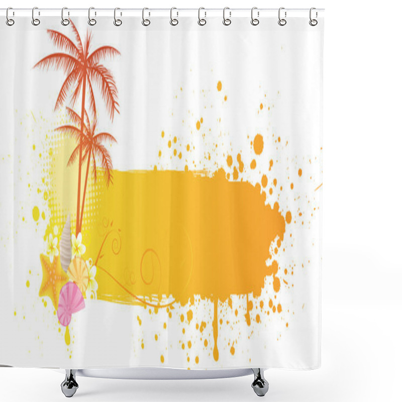 Personality  Orange Grunge Sea Banner Shower Curtains