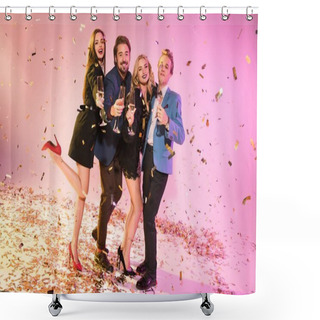 Personality  Friends Celebrating With Champagne Shower Curtains