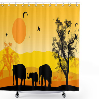 Personality  African Wildlife At Sunset Shower Curtains