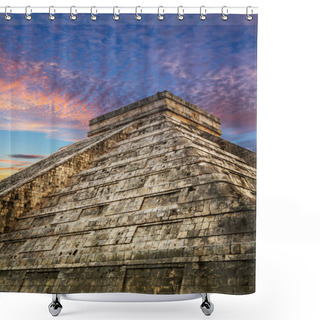 Personality  Kukulkan Pyramid In Chichen Itza At Sunset, Mexico Shower Curtains