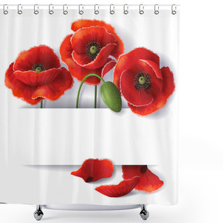 Personality  Red Poppy Flowers   Shower Curtains