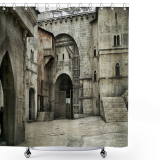 Personality  Medieval Castle In European City Shower Curtains
