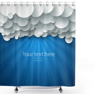 Personality  Vector Abstract Background Composed Of White Paper Clouds Over Blue. Shower Curtains