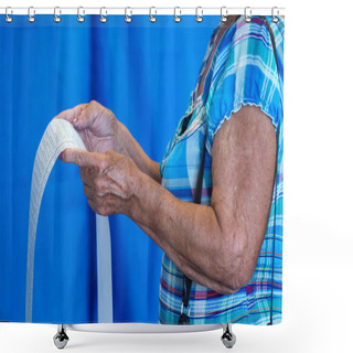 Personality  An Old Woman Votes At A Polling Station During Local Elections In Chernihiv, Ukraine Shower Curtains