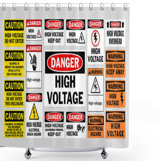 Personality  Danger High Voltage Signs Shower Curtains