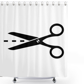 Personality  Scissors With Cut Lines Shower Curtains