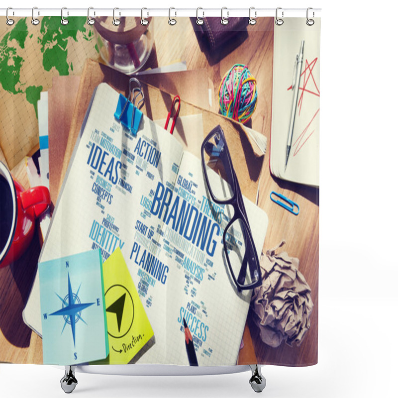 Personality  Messy Office Desk With Branding Concept Shower Curtains