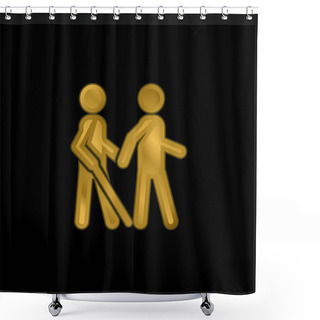 Personality  Blind Gold Plated Metalic Icon Or Logo Vector Shower Curtains