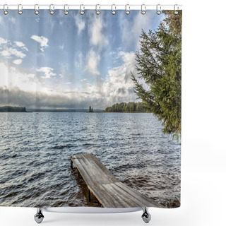 Personality  Lake Shore With Blue Sky Shower Curtains