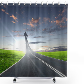 Personality  Highway Road Going Up Shower Curtains