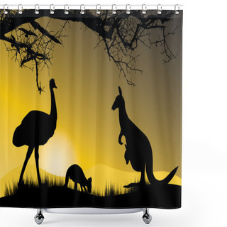 Personality  Kangaroo And Emu Shower Curtains