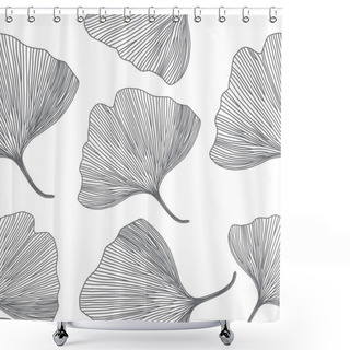 Personality  Ginkgo Biloba Leaves, Line Design, Seamless Pattern Shower Curtains