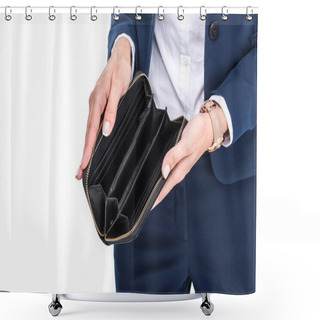 Personality  Businesswoman With Empty Wallet Shower Curtains
