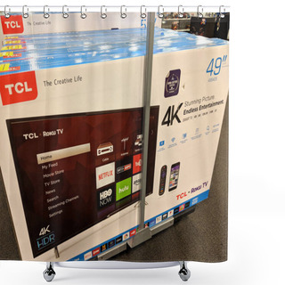 Personality  Honolulu - May 29, 2018:  TCL Roku TVs On Display At Best Buy. The Roku Streaming Player, Or Simply Roku, Is A Series Of Streaming Players Manufactured By Roku, Inc. Roku Partners Provide Over-the-top Content In The Form Of Channels.  Shower Curtains