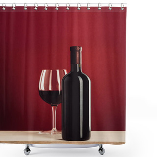 Personality  Glass And Bottle Of Red Wine Shower Curtains