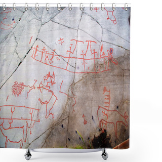 Personality  Ancient Rock Carving In Alta, Norway Shower Curtains