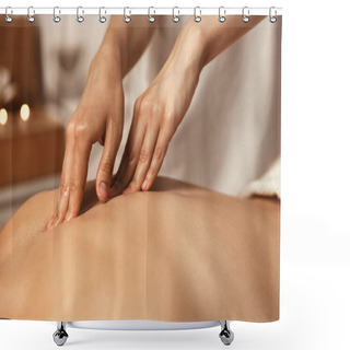 Personality  Woman Relaxing In The Spa And Having Back Massage Shower Curtains