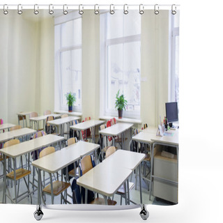 Personality  School Classroom With Desks Shower Curtains