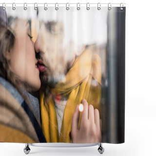 Personality  Reflective Image Of Kissing Couple, Closeup Shower Curtains