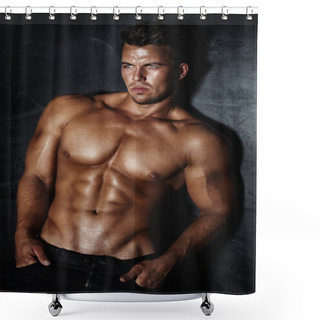Personality  Handsome Man Posing Shower Curtains