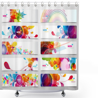 Personality  Set Of Abstract Colorful Web Headers. Shower Curtains