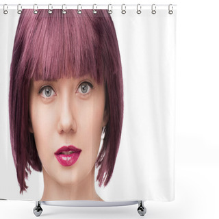 Personality  Attractive Girl With Purple Hair Shower Curtains
