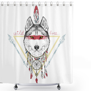 Personality  Native American Wolf Shower Curtains