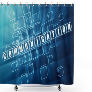 Personality  Communication In Blue Glass Cubes Shower Curtains