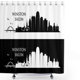 Personality  Silhouettes Of Skyscrapers Of Winston-salem City With Inscription, Vector Illustration Shower Curtains