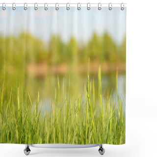 Personality  Grass And Lake Shower Curtains