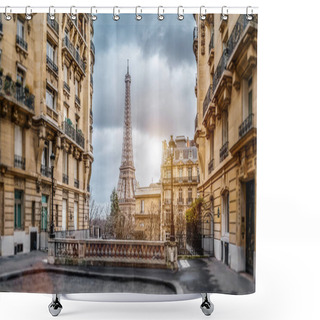 Personality  The Eifel Tower In Paris From A Tiny Street Shower Curtains