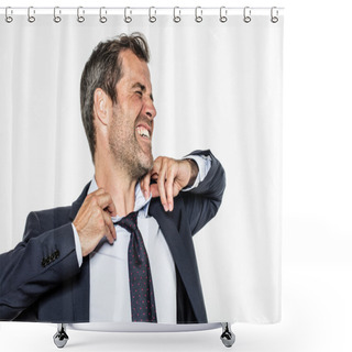 Personality  Mad Manager Not Breathing, Opening Up Corporate Outfit For Burnout Shower Curtains