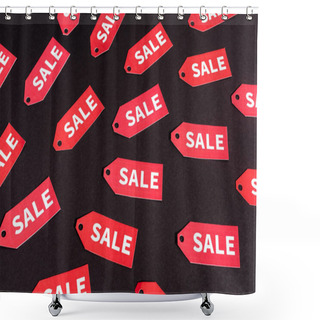 Personality  Red Labels With Sale Lettering On Black Background  Shower Curtains