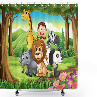 Personality  A Forest With Animals Shower Curtains