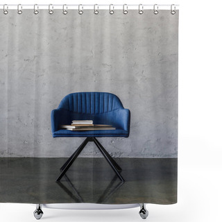 Personality  Blue Chair With Books  Shower Curtains