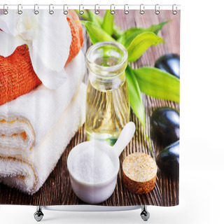 Personality  SPA Objects On A Table Shower Curtains