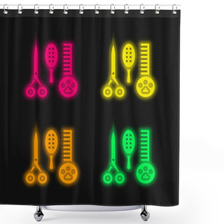 Personality  Beauty Saloon Four Color Glowing Neon Vector Icon Shower Curtains
