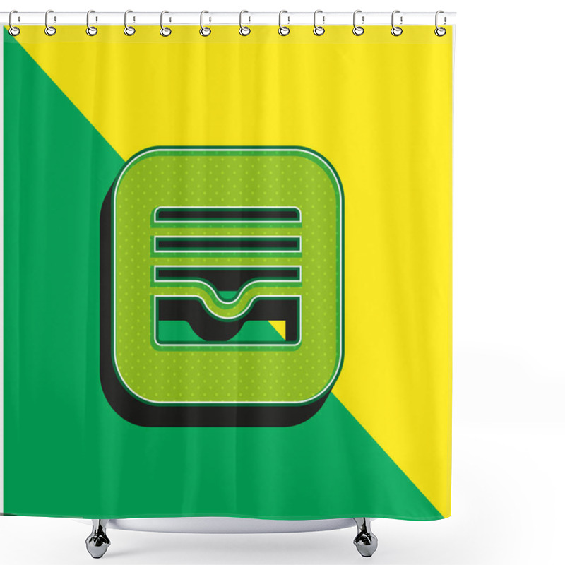 Personality  Apple Green and yellow modern 3d vector icon logo shower curtains