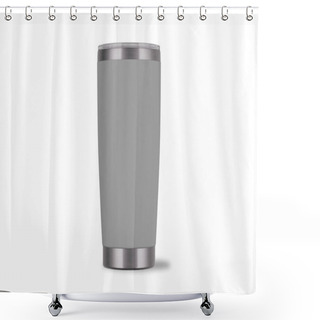 Personality  Compact Tumbler With An Easy Slider Lid Mockup Isolated On White Background. 3d Rendering.For Workout Hydration. Shower Curtains