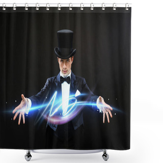 Personality  Magician In Top Hat Showing Trick Shower Curtains