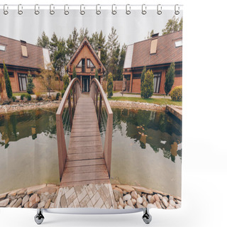 Personality  Wooden Bridge Over Pond Shower Curtains