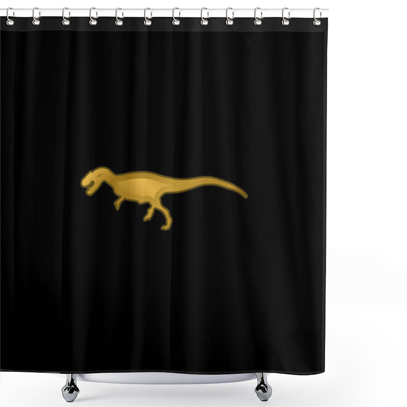 Personality  Allosaurus Dinosaur Shape Gold Plated Metalic Icon Or Logo Vector Shower Curtains