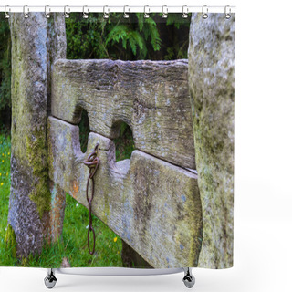 Personality  Stocks In The Village Of Belstone In Dartmoor National Park Shower Curtains
