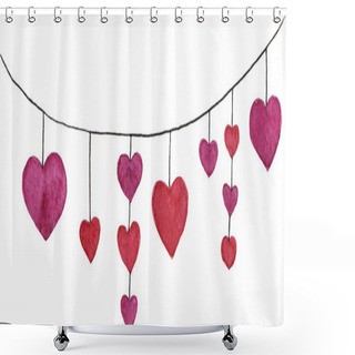 Personality  Watercolor Vector  Hand Drawn Heart Garland With Red Hearts Shower Curtains