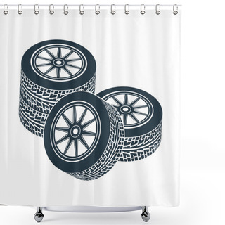 Personality  Rubber Wheel Tire Rim Drive Car Shower Curtains